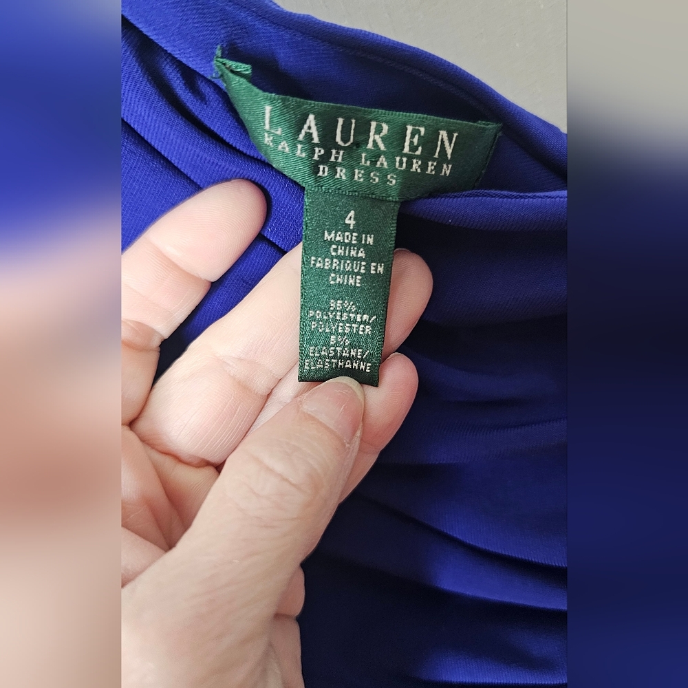 Ralph Lauren One Shoulder Blue Bodycon Dress Size 4 - Picture 2 of 3